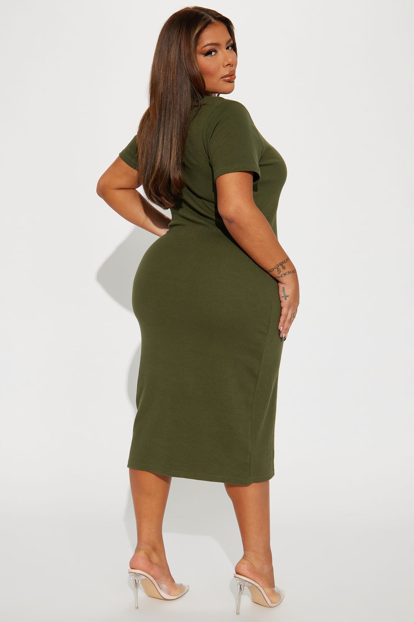 Kacey Knit Midi Dress - Olive