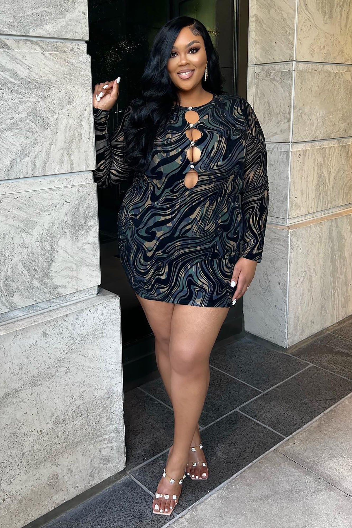 Going Clubbing Mini Dress - Black/combo