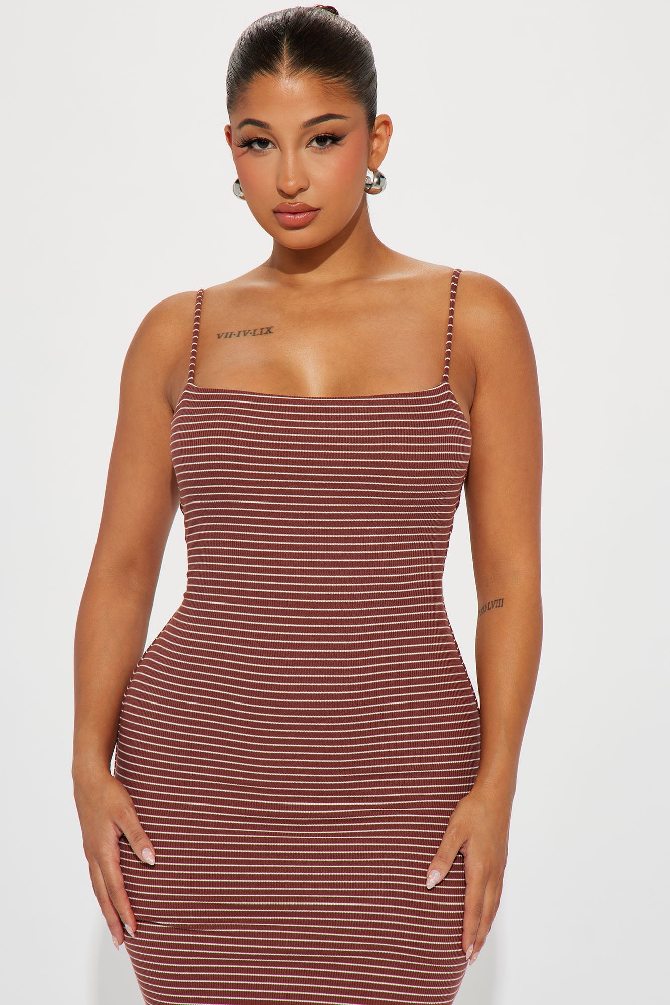 Cierra Striped Maxi Dress - Brown/combo
