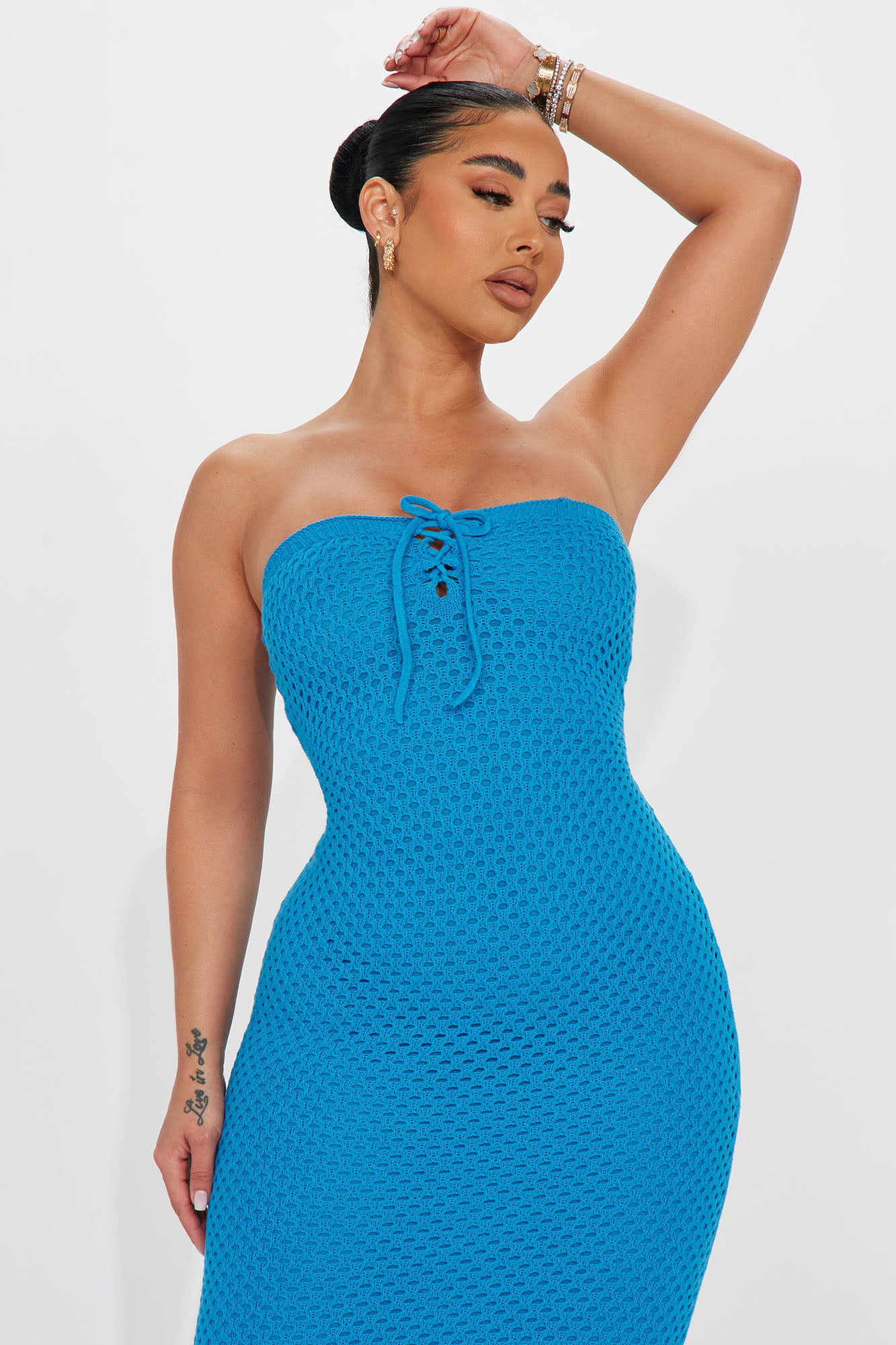 Paradise Crochet Maxi Dress - Blue