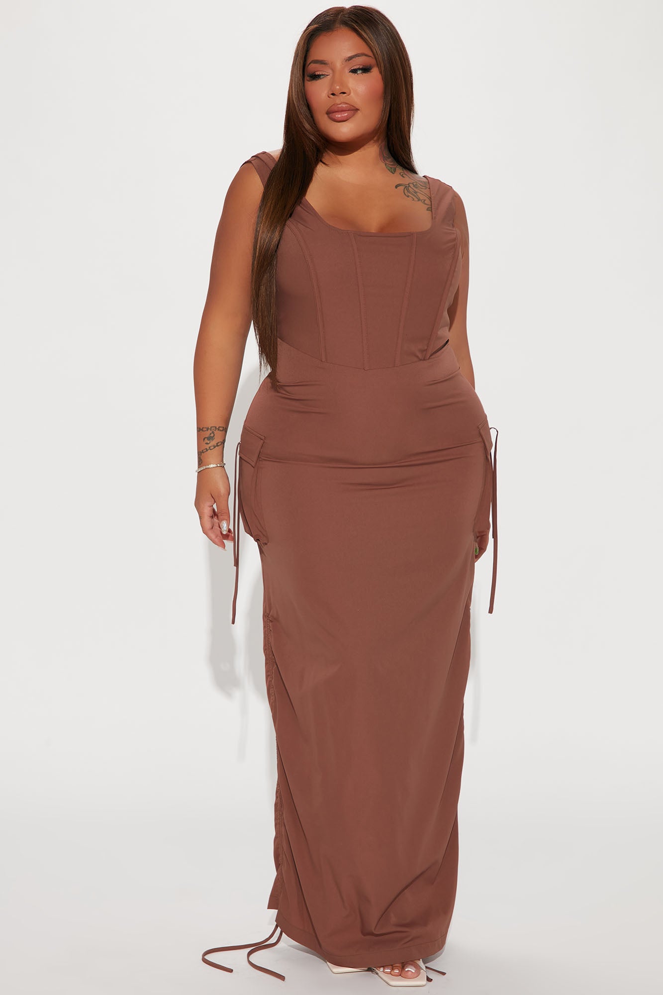 Feeling Savage Cargo Maxi Dress - Brown