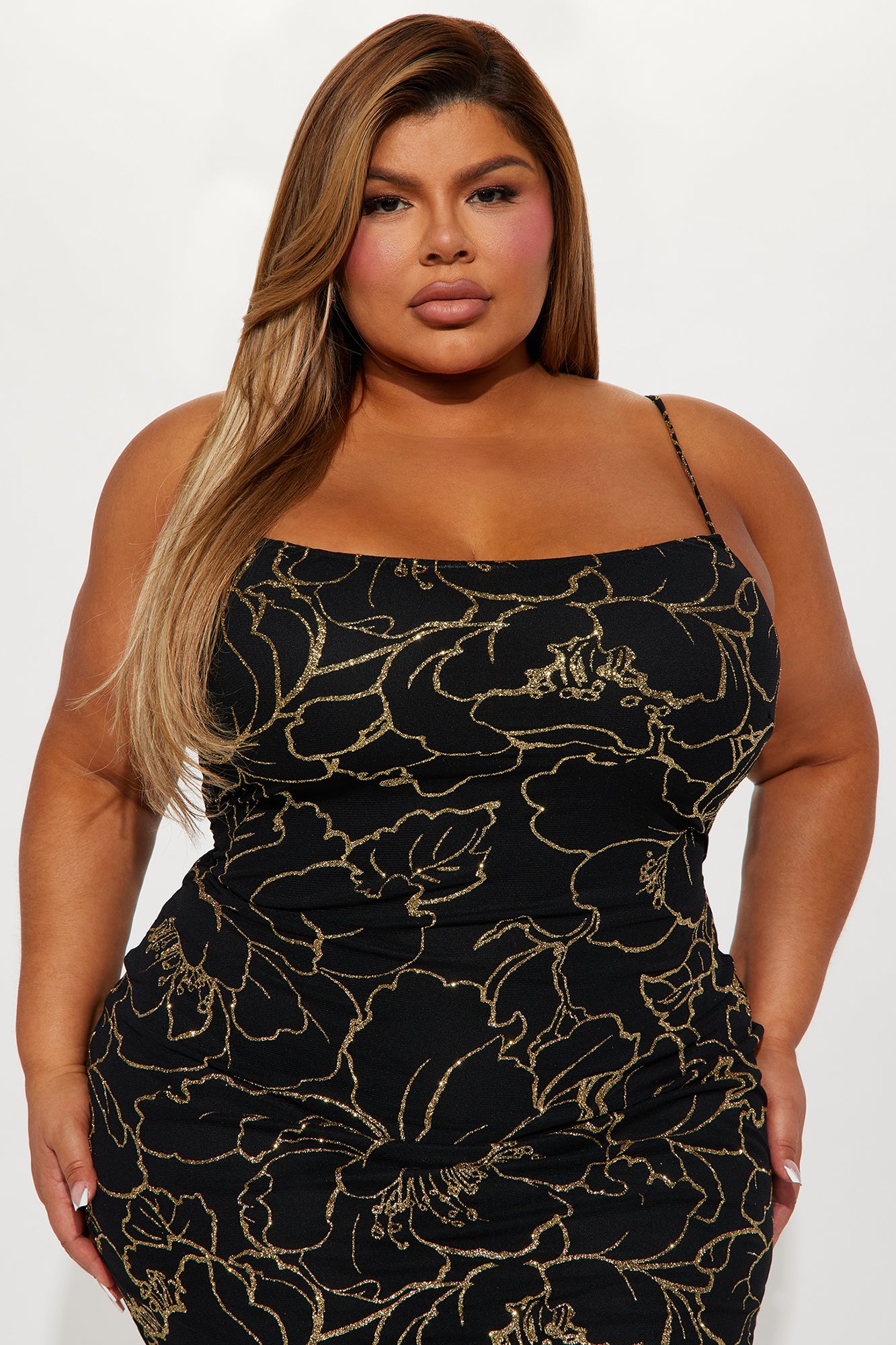 Marigold Midi Dress - Black/Gold