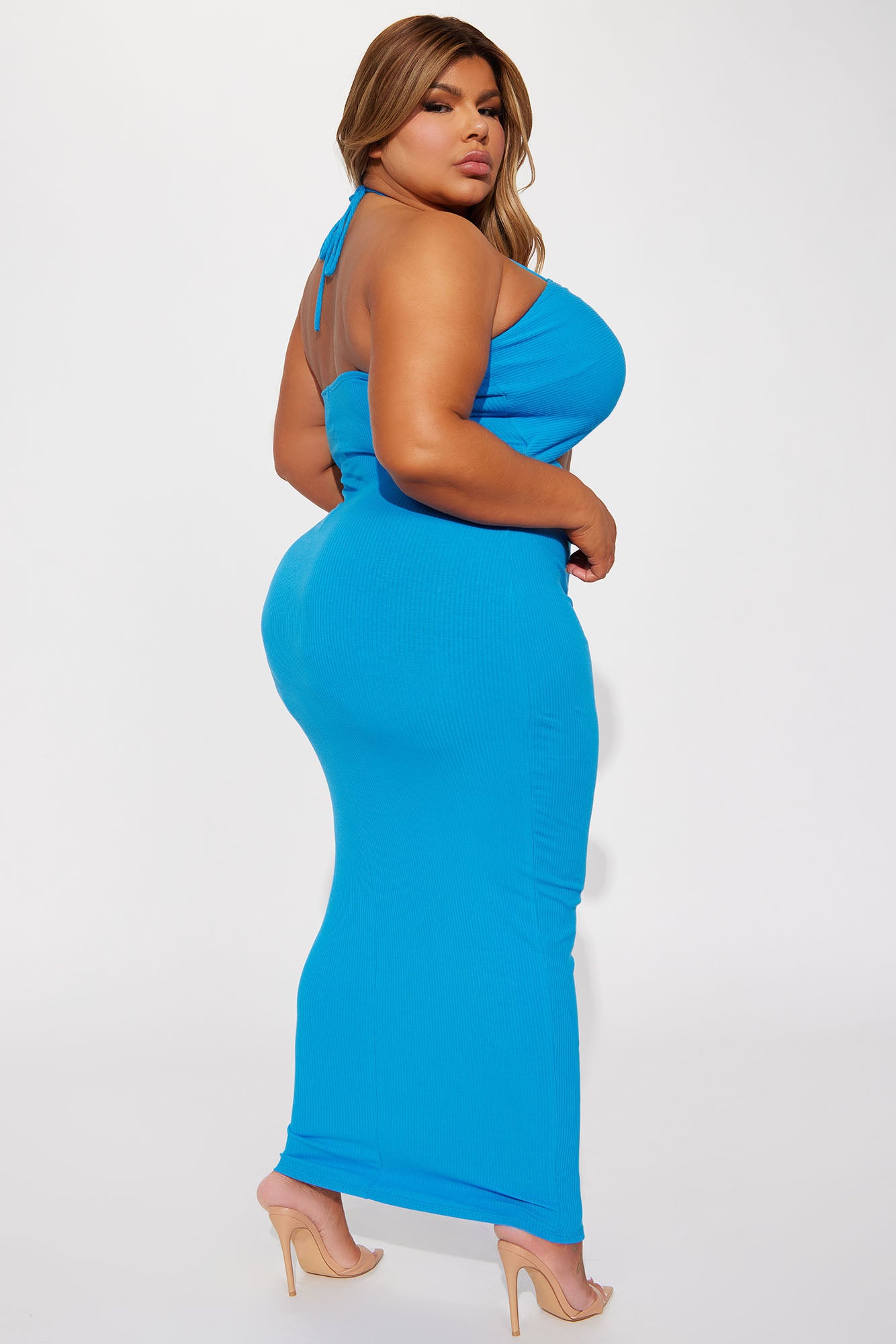 Mara Ribbed Max Dress - Blue