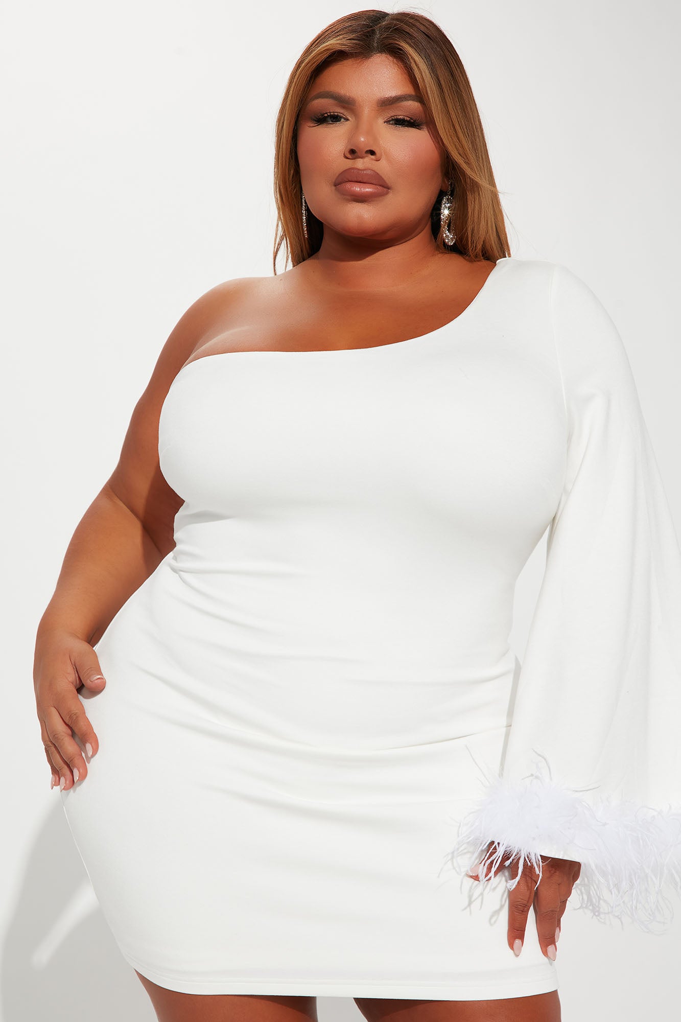 Pretty Details Feather Mini Dress - White