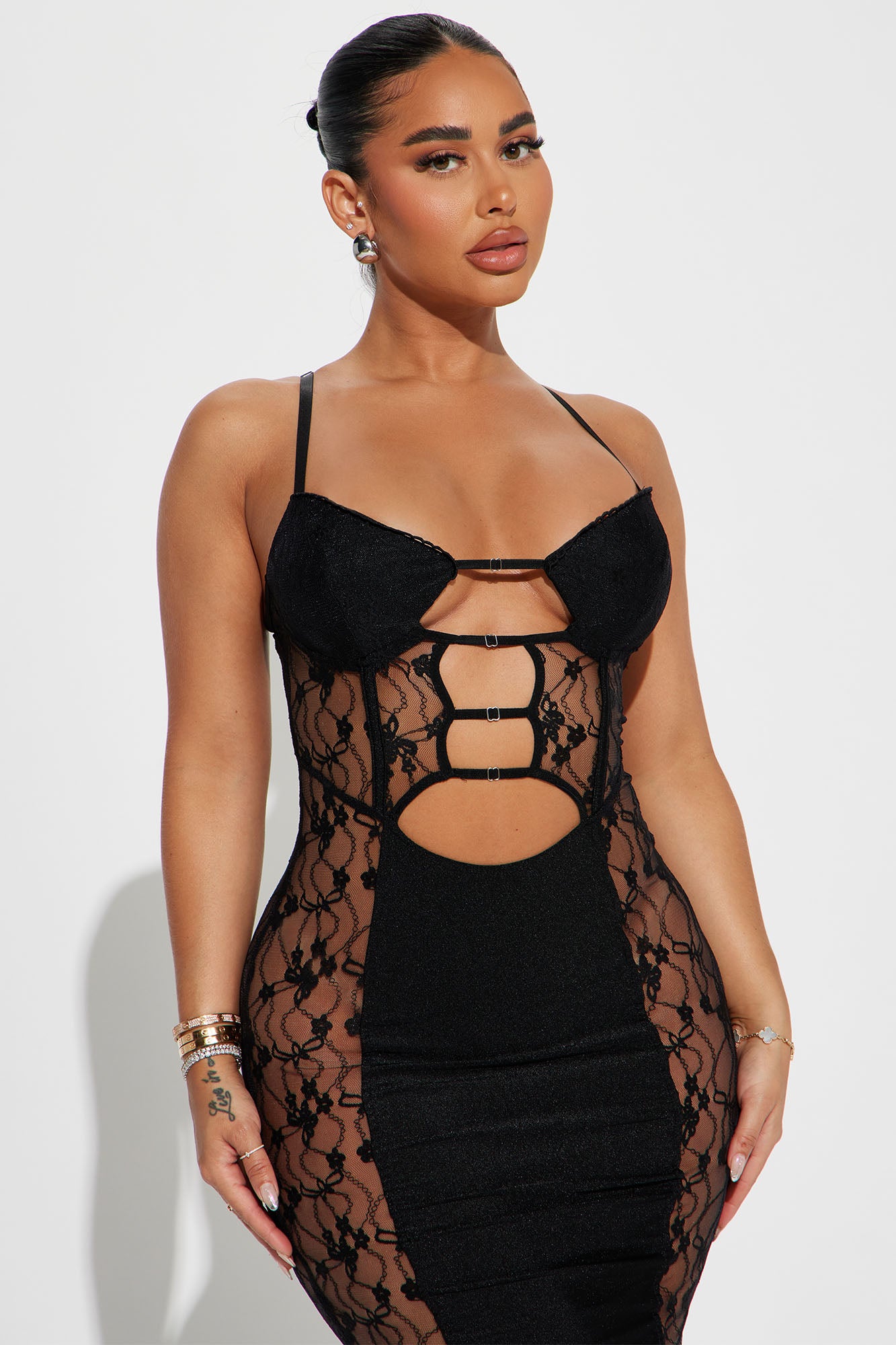 Can't Look Away Midi Dress - Black