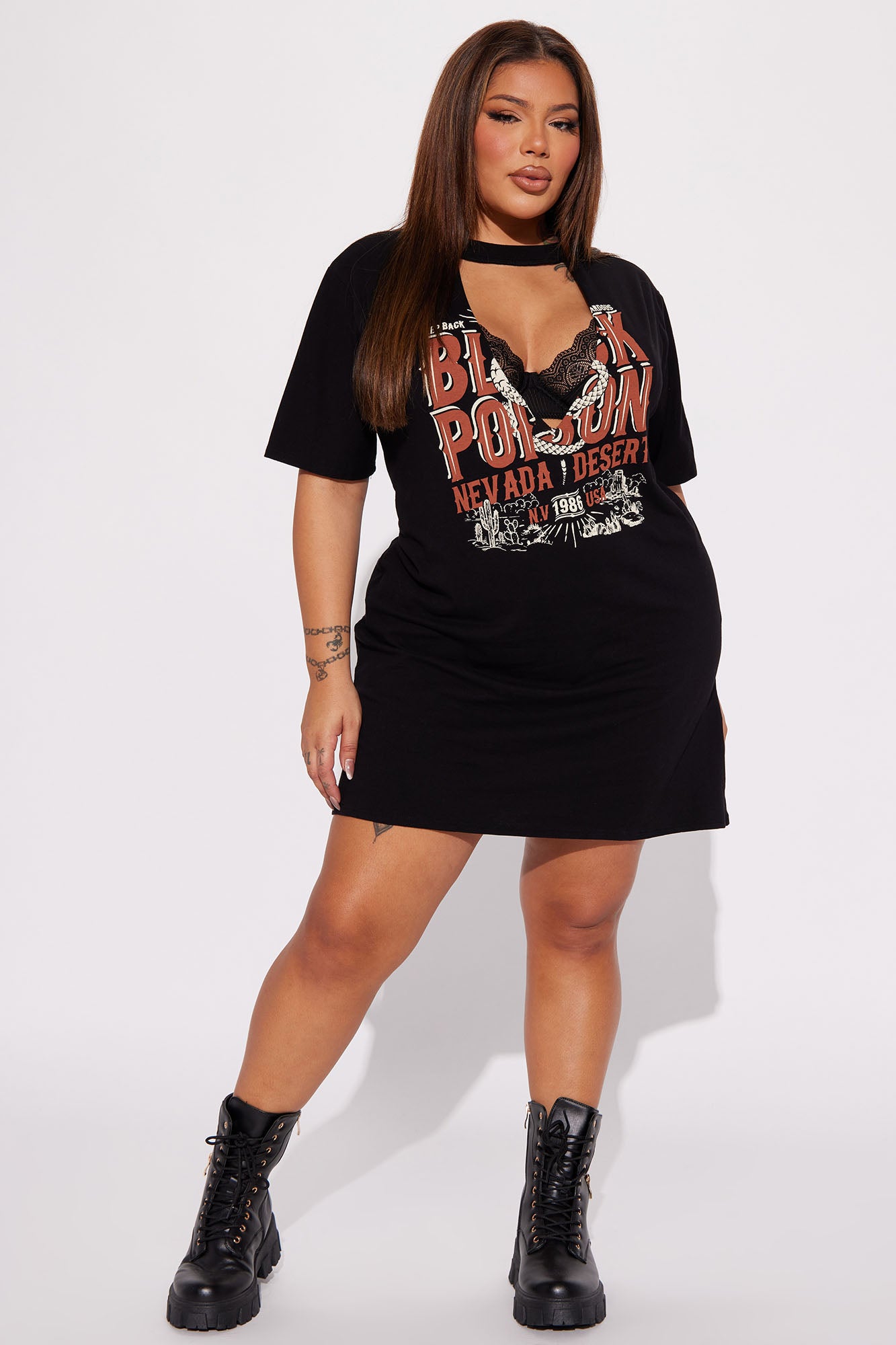 Black Poison T-Shirt Mini Dress - Black