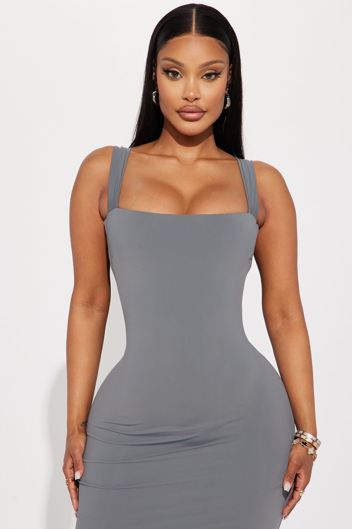 Causing Stares Maxi Dress - Silver