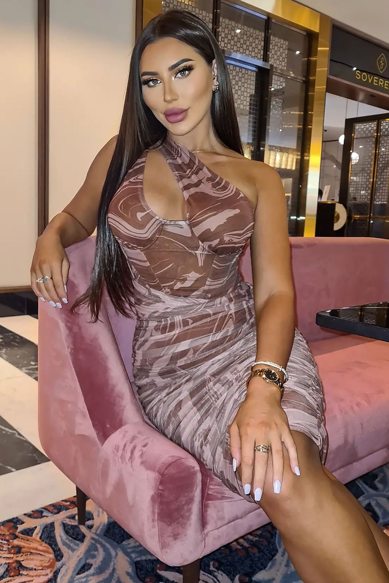 Italy Ready Mesh Midi Dress - Brown/combo