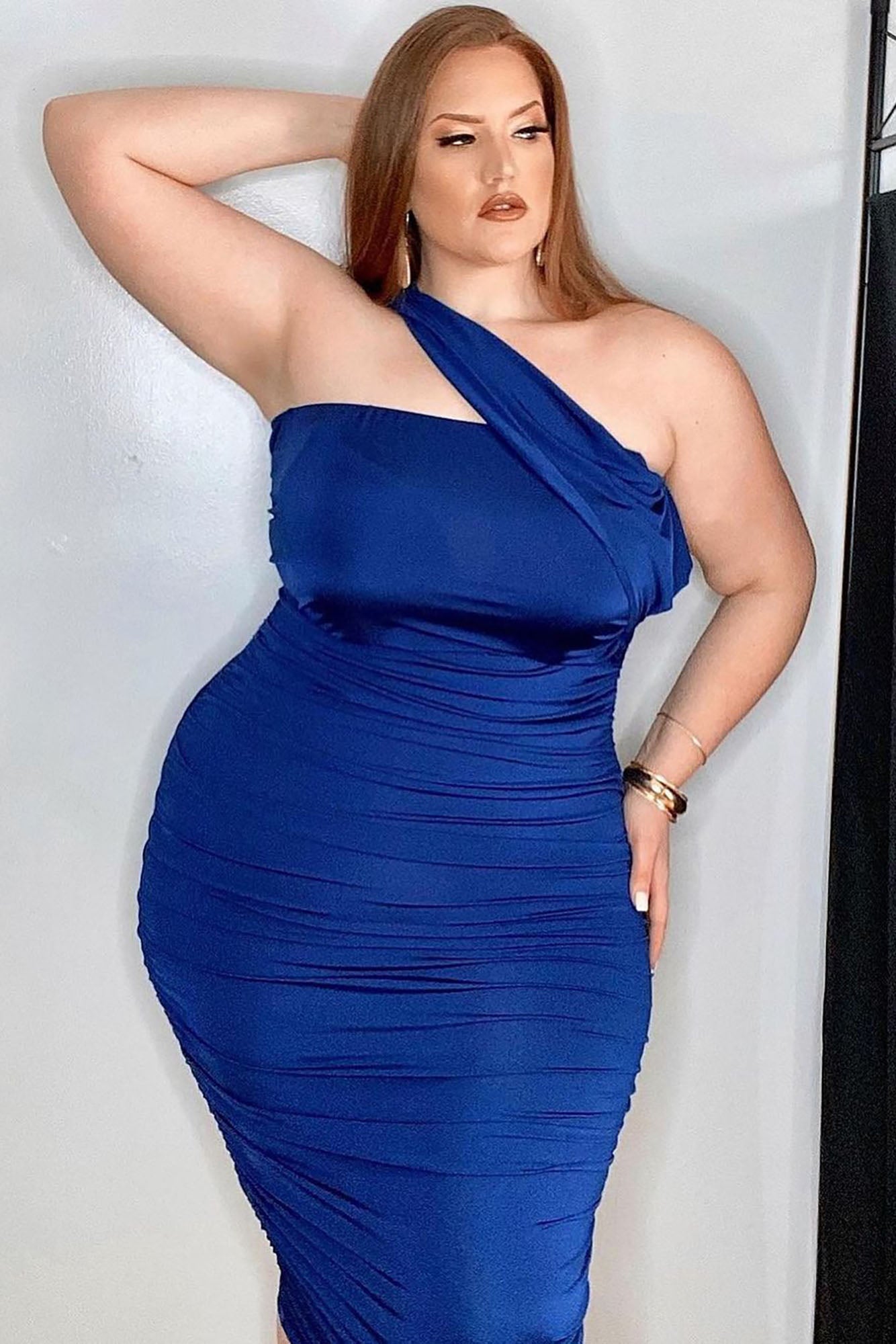 Tessa Ruched Midi Dress - Navy