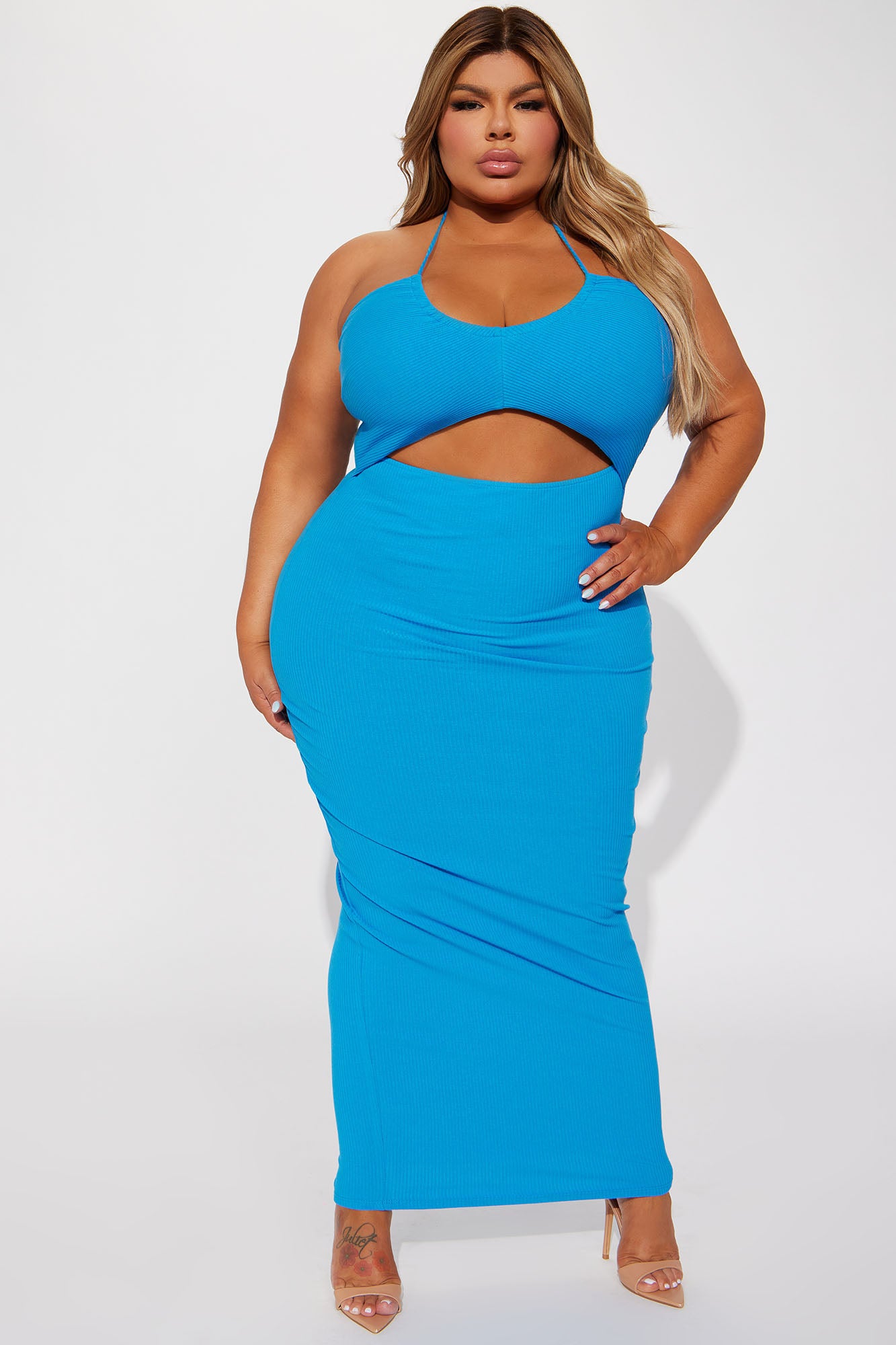 Mara Ribbed Max Dress - Blue