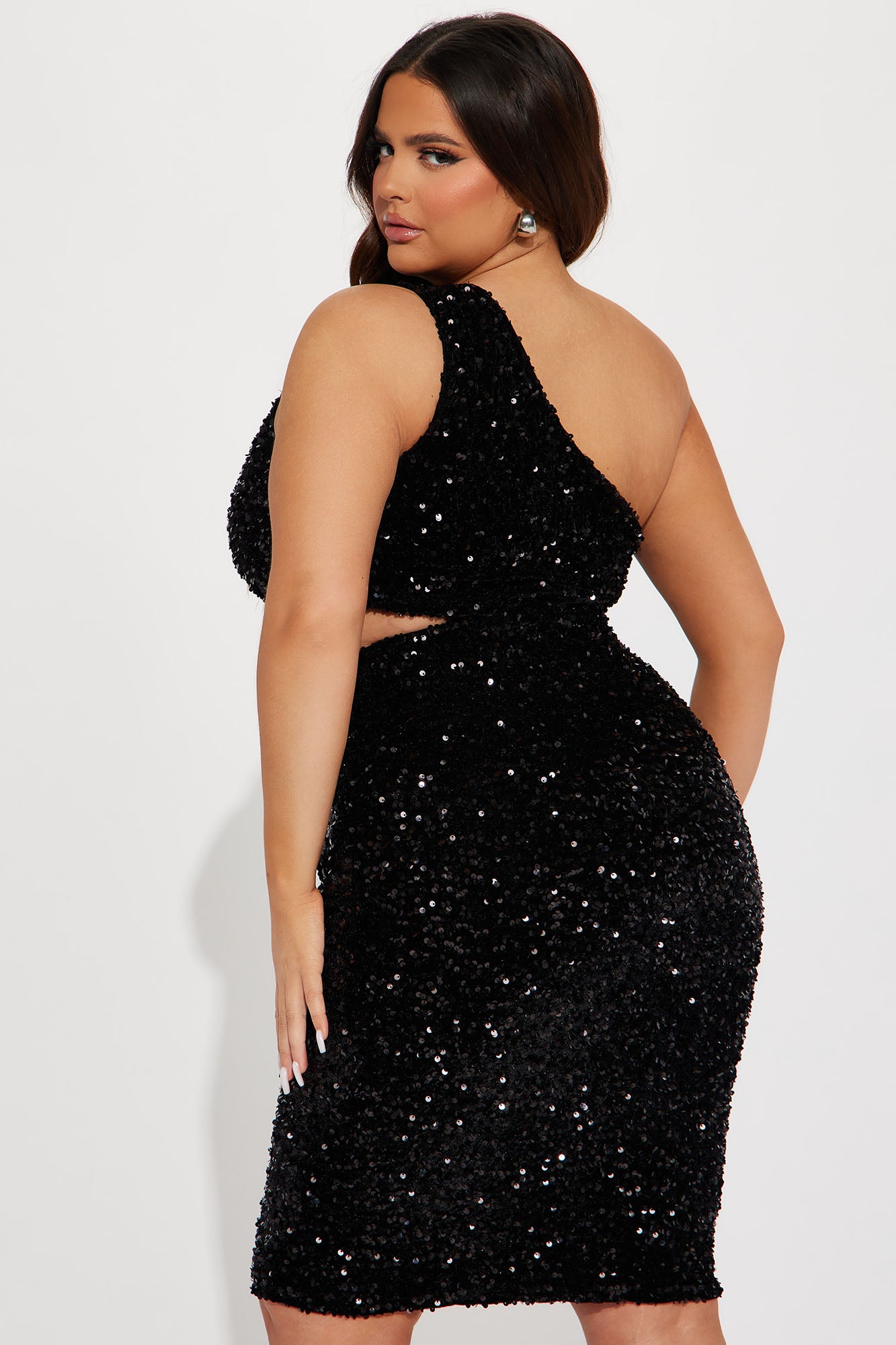 Haven Sequin Midi Dress - Black