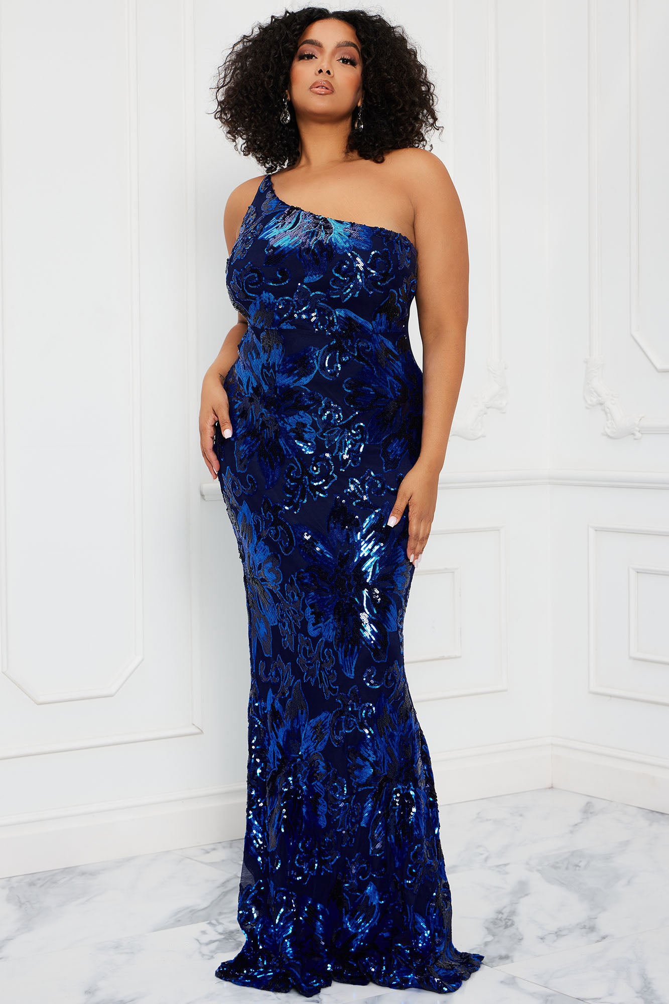 Better Next To You Sequin Gown - Navy
