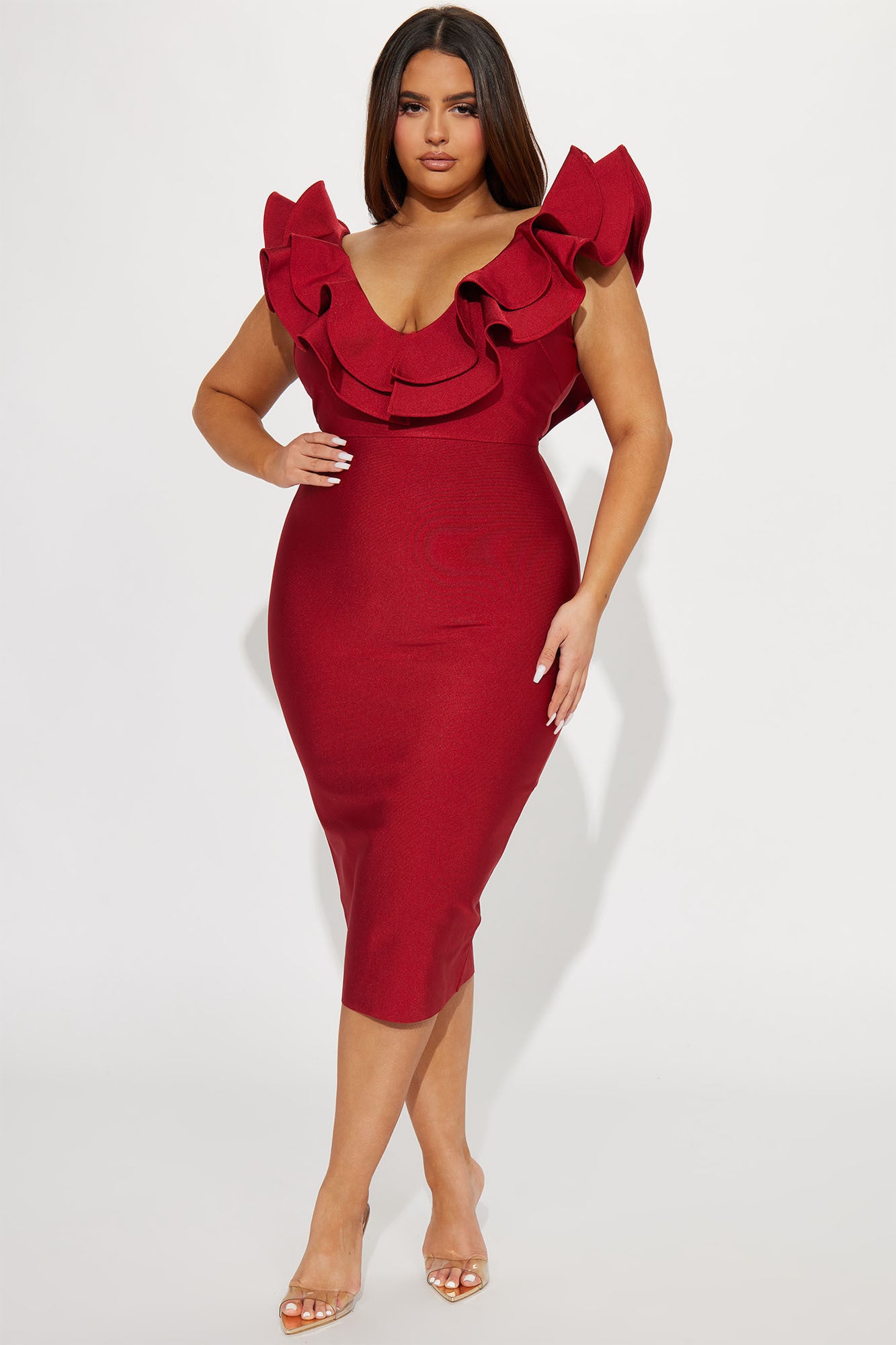 Pixie Bandage Midi Dress - Red