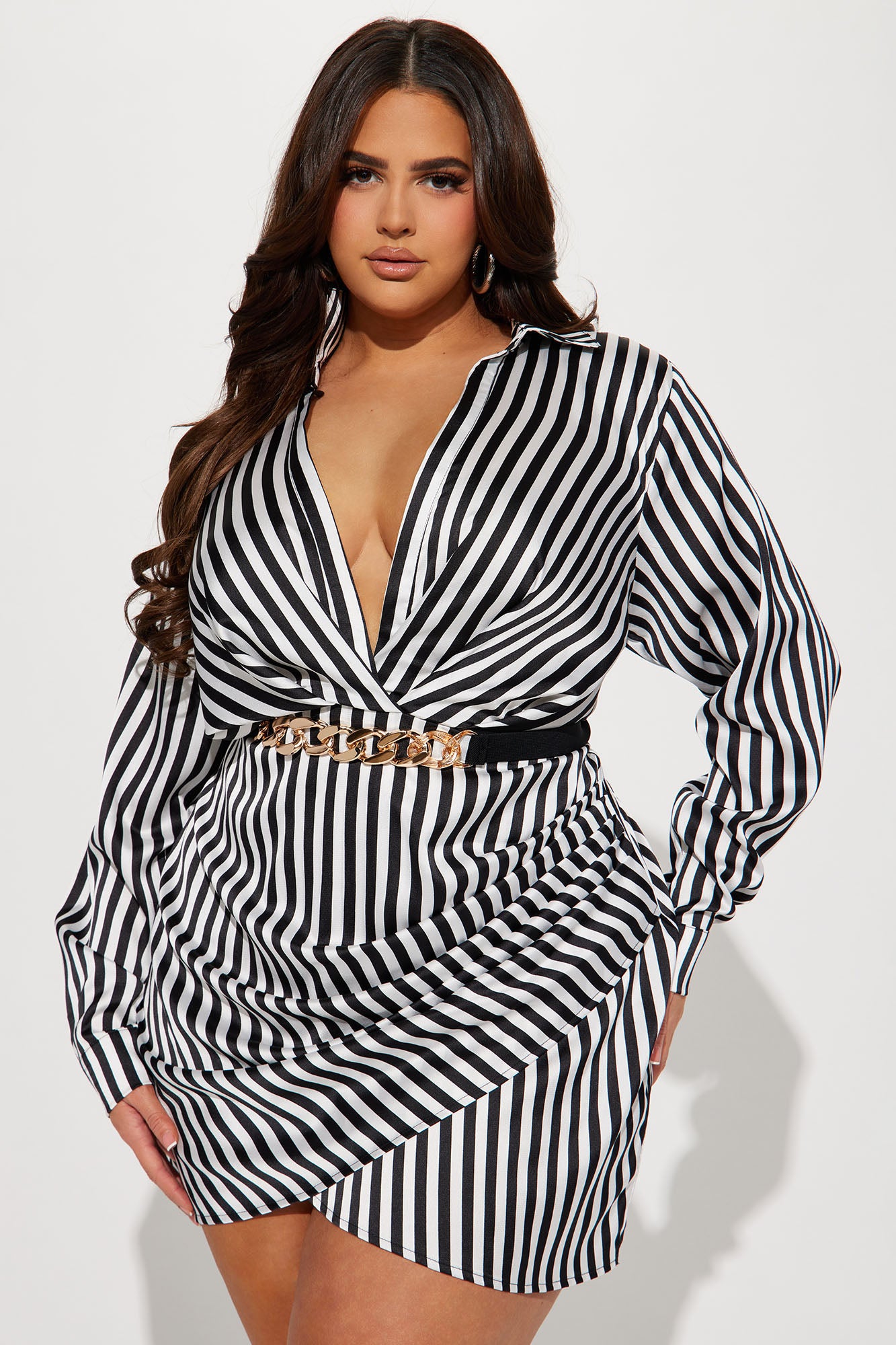 Missy Striped Mini Dress - Black/White