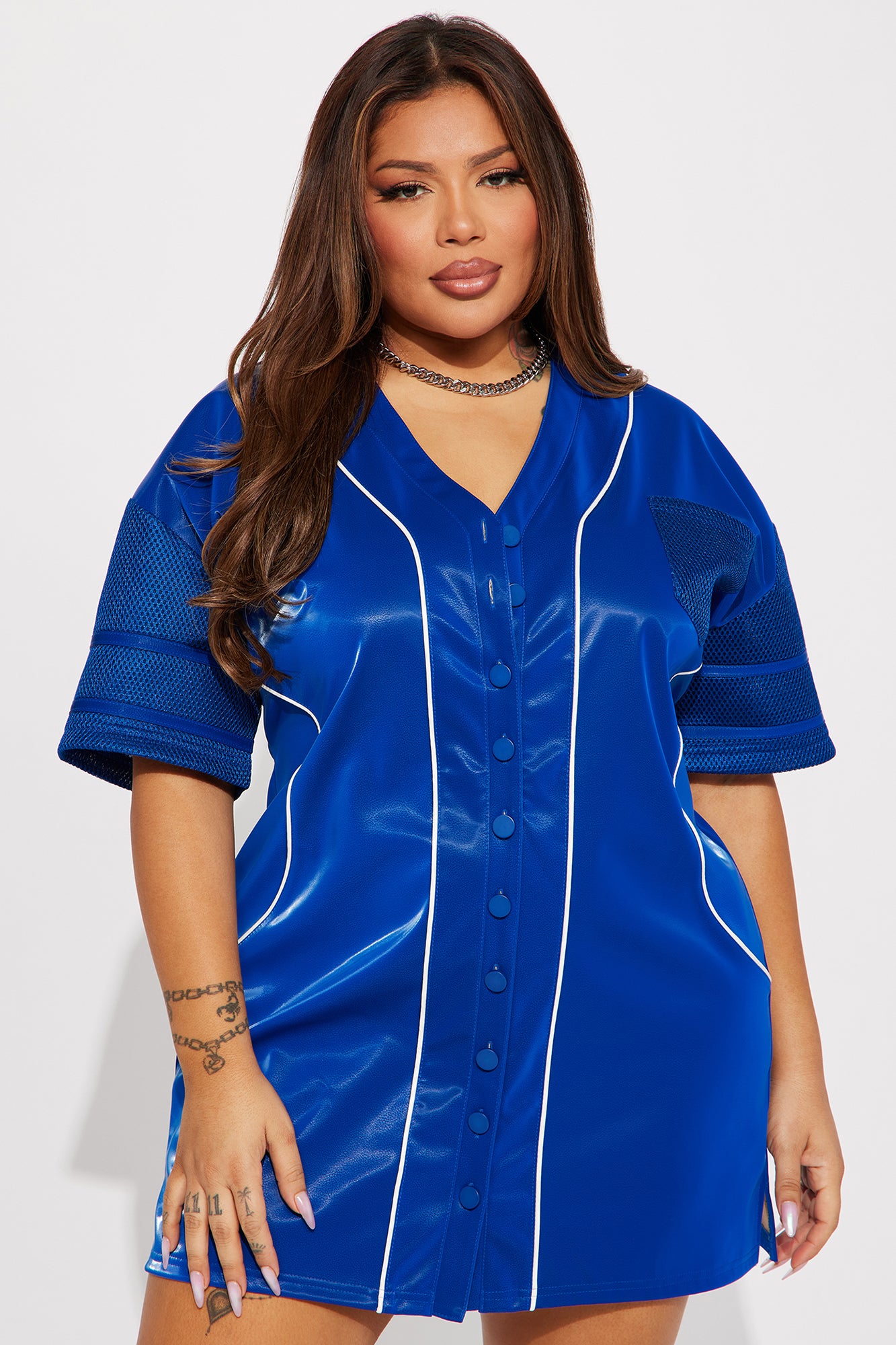 Your Up Leather Mini Dress - Royal