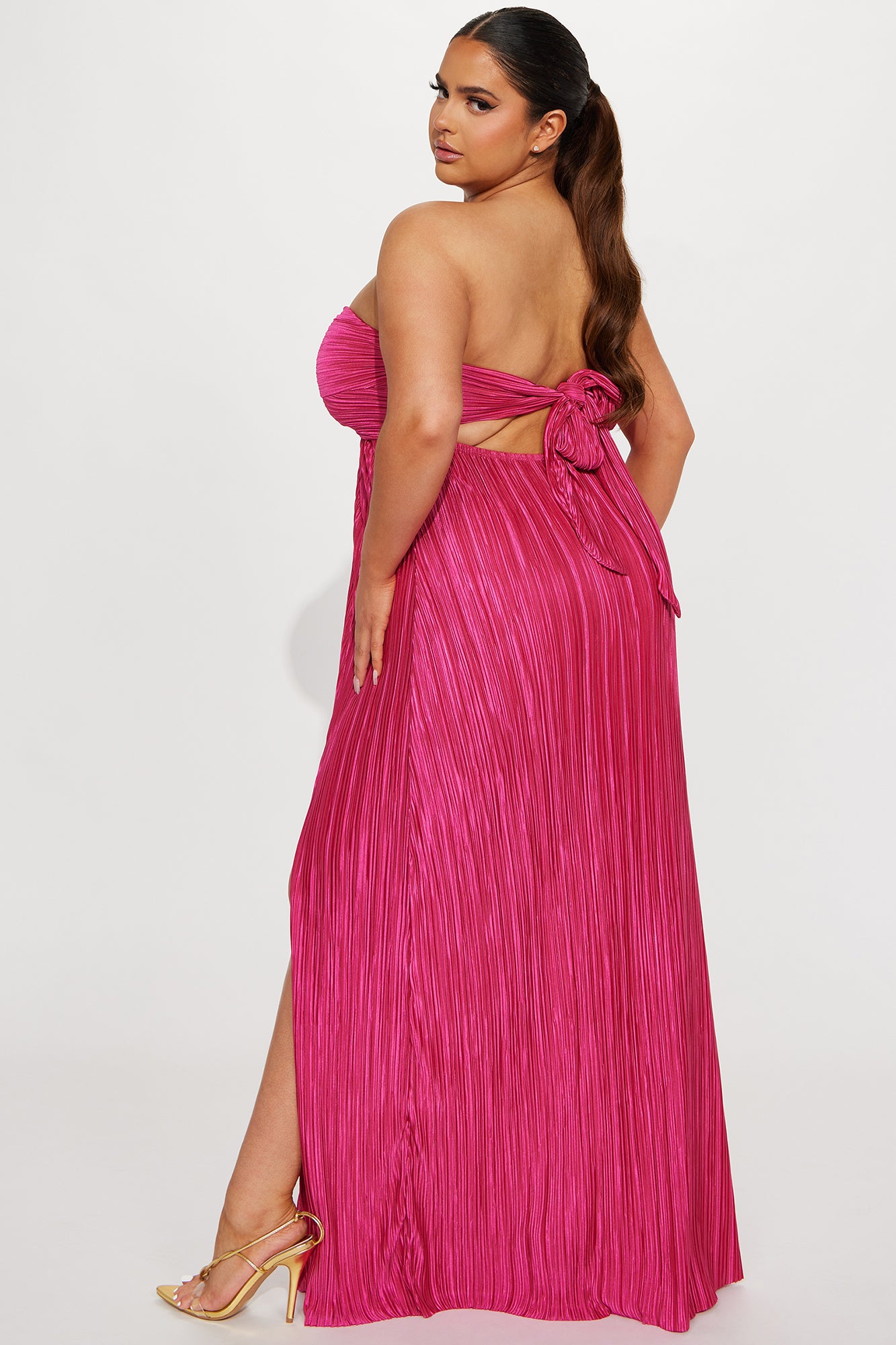 Waikiki Plisse Maxi Dress - Fuchsia