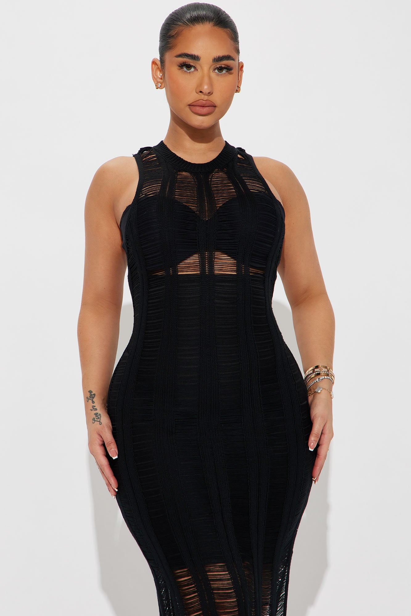 Melanie Crochet Maxi Dress - Black