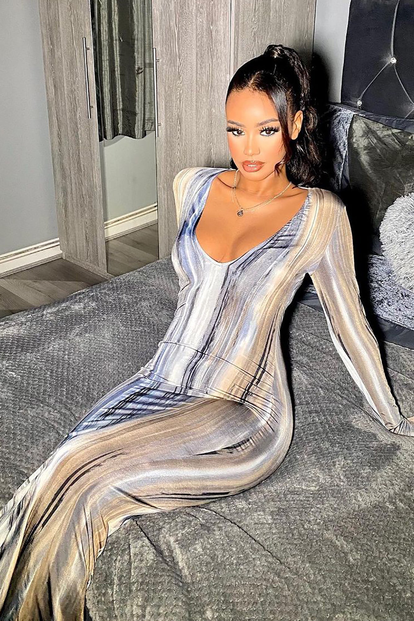 Portrait Of Our Love Dress - Grey Multi