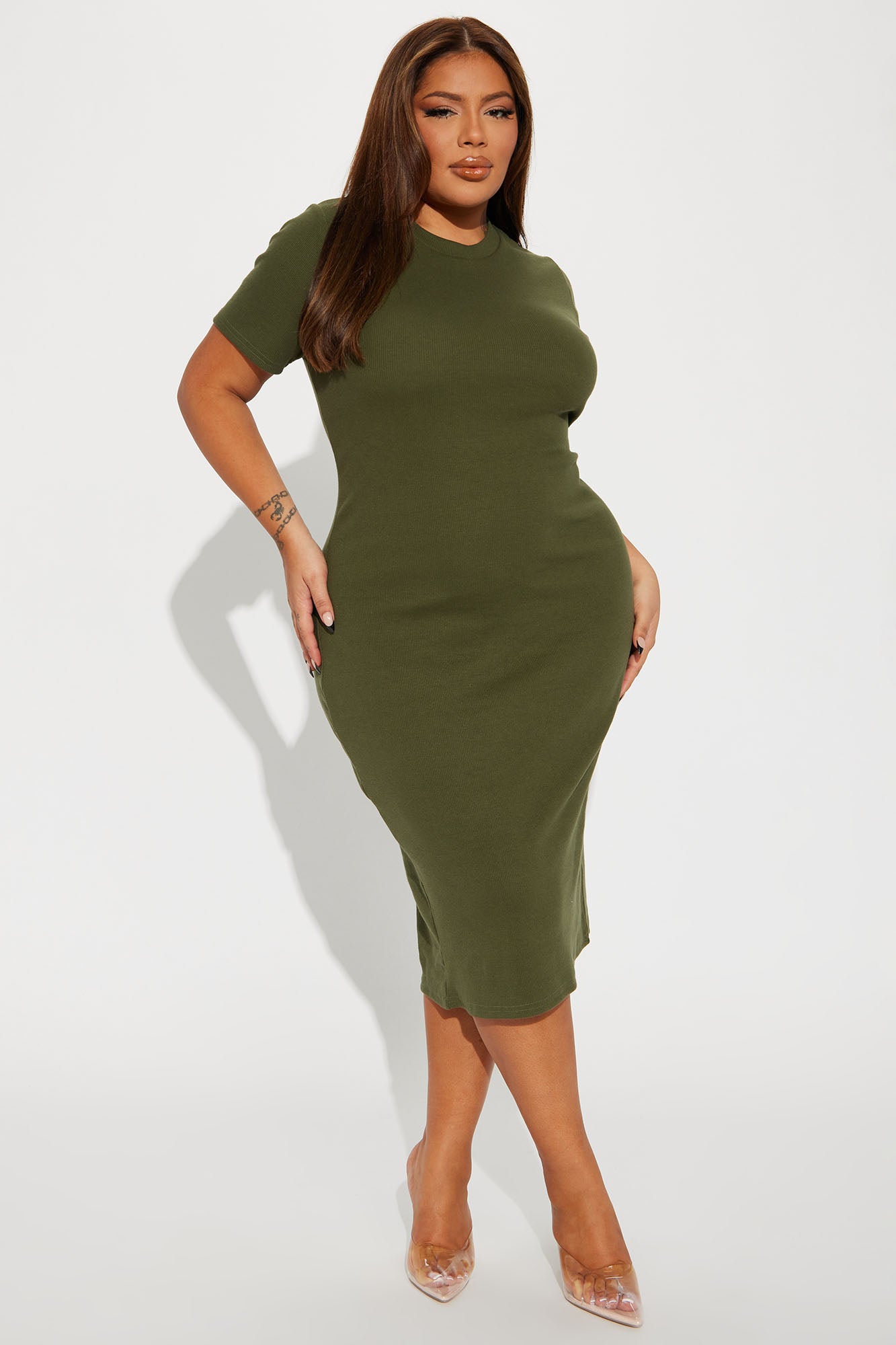 Kacey Knit Midi Dress - Olive
