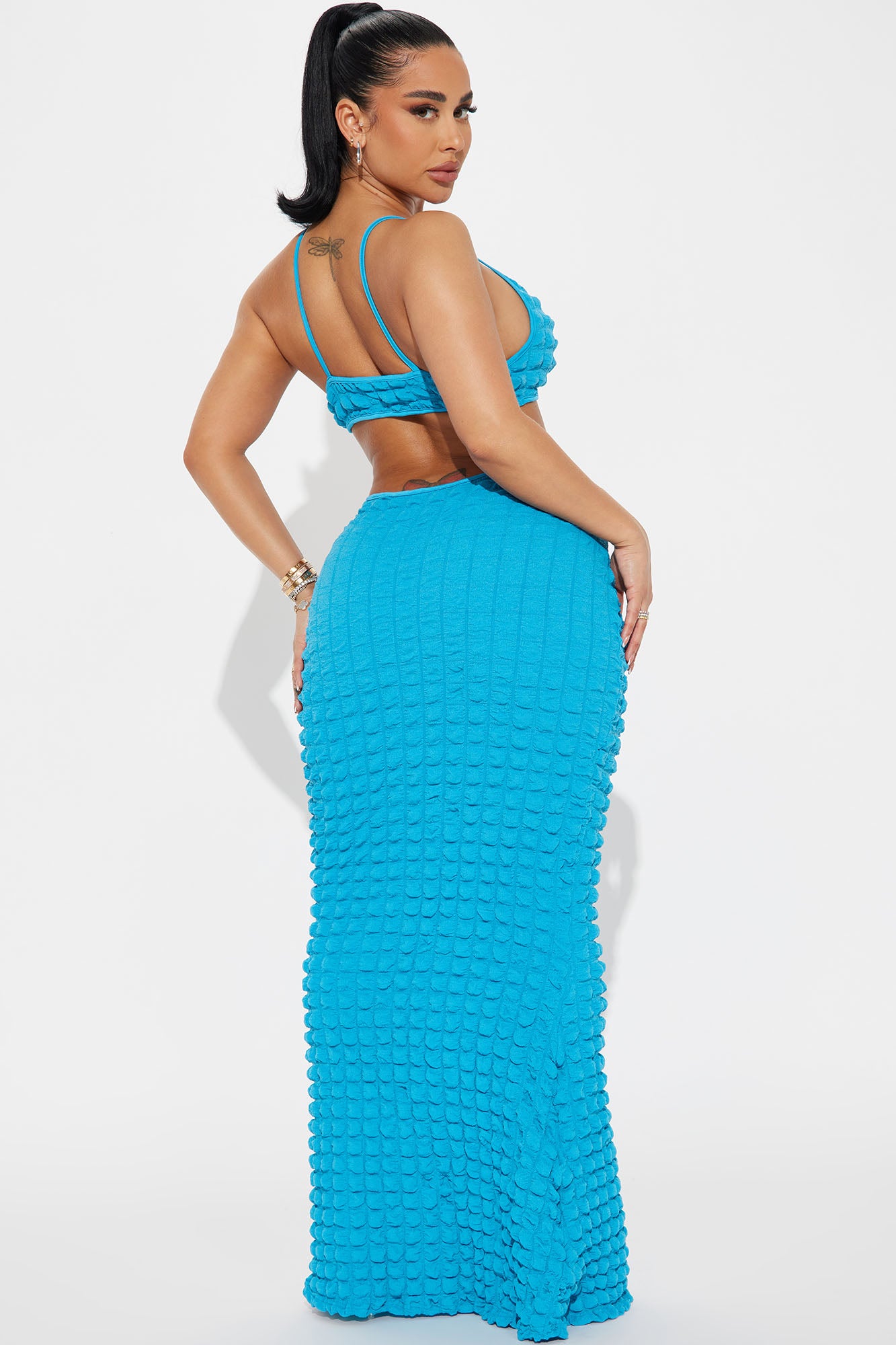 Wren Bubble Maxi Dress - Turquoise