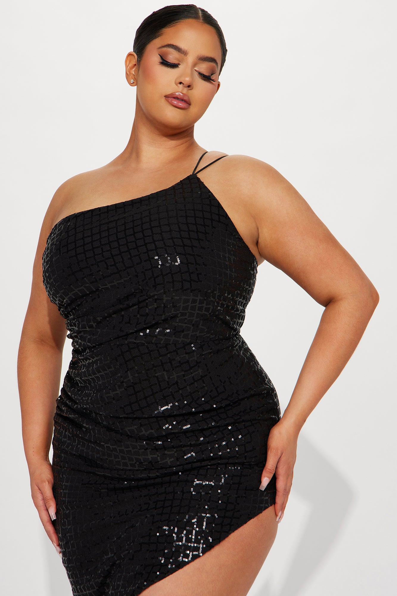 Samba Street One Shoulder Midi Dress - Black