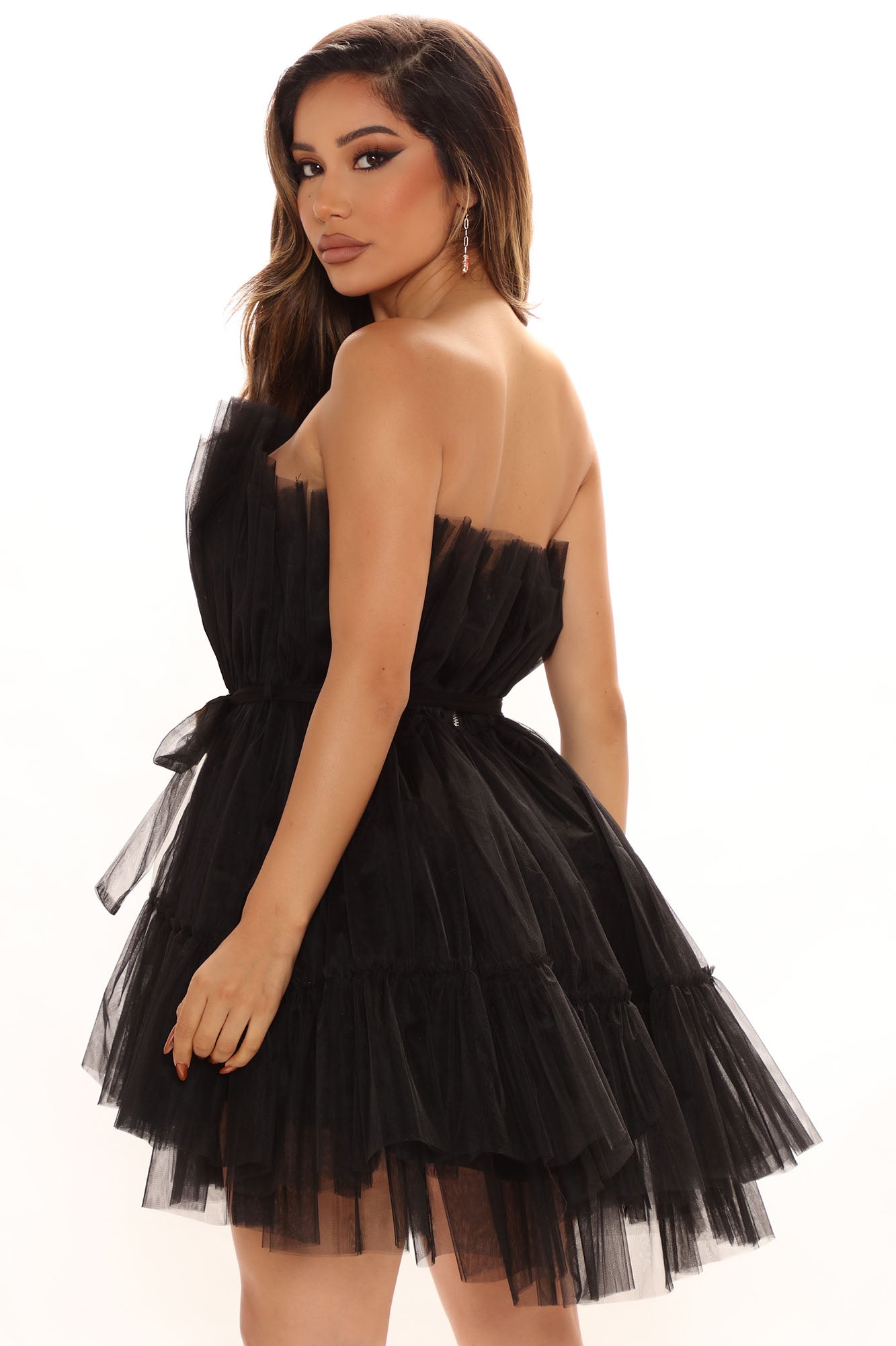 Exclusive Tulle Mini Dress - Black