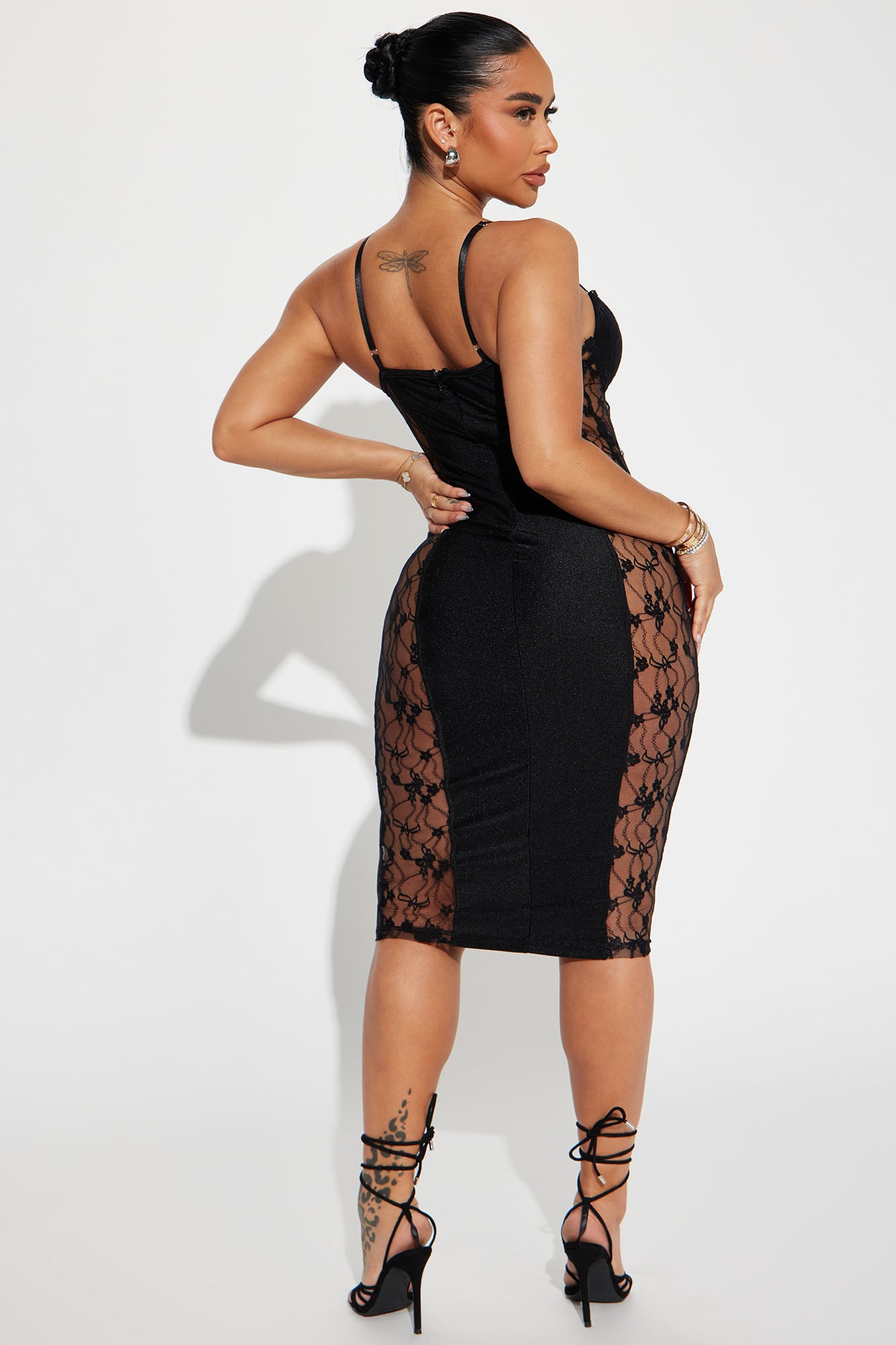 Can't Look Away Midi Dress - Black