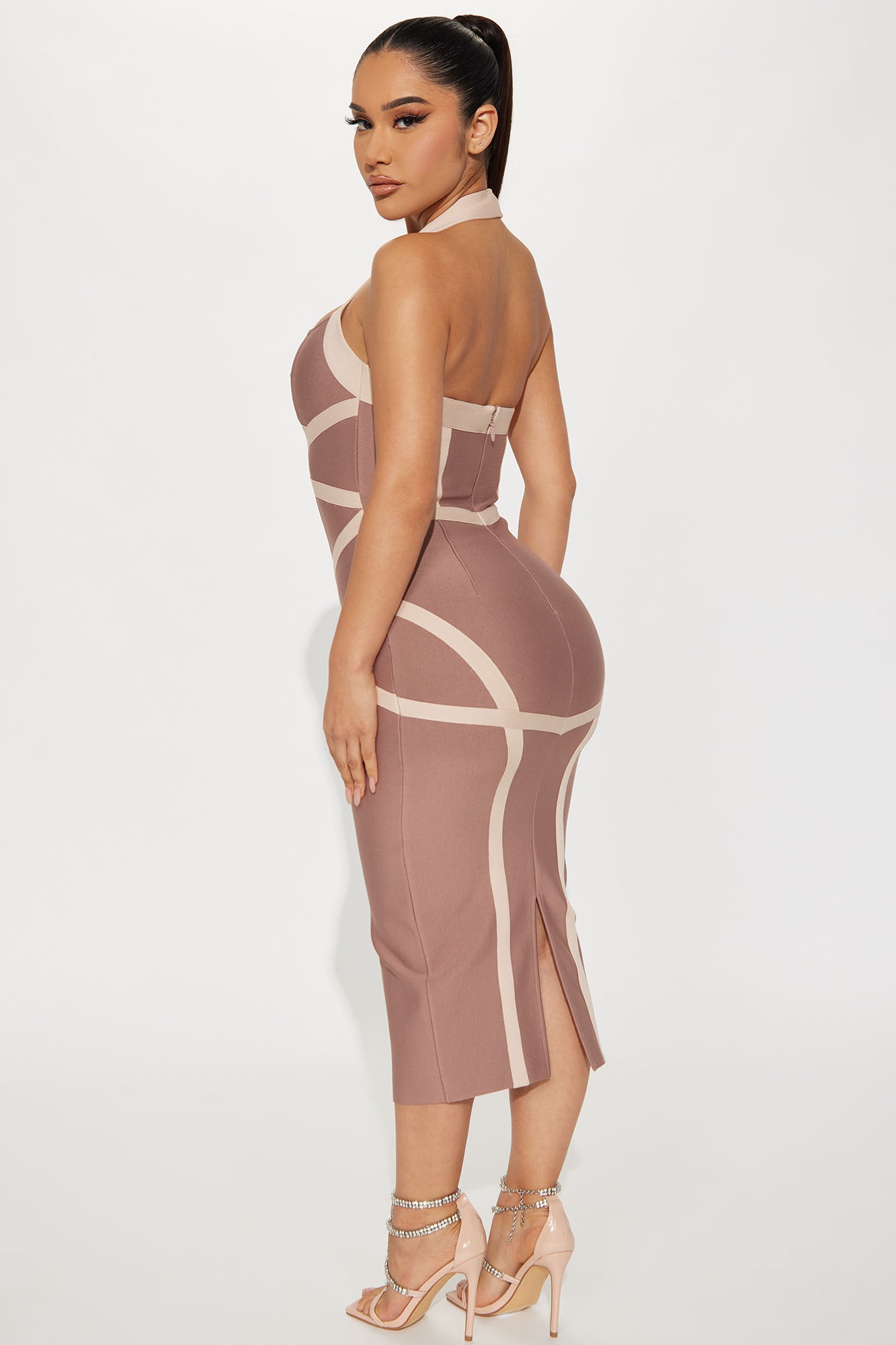 Jaynie Bandage Midi Dress - Mocha/combo