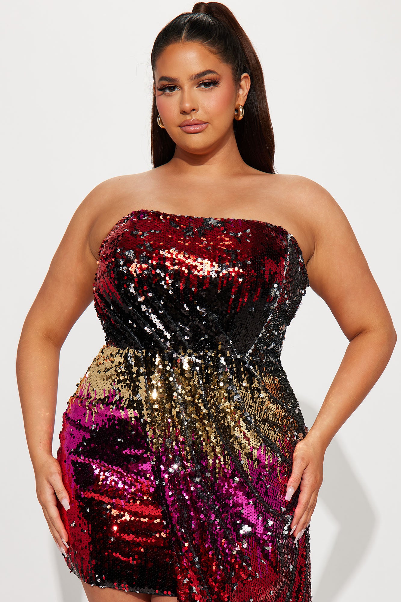 Alyce Sequin Mini Dress - Fuchsia/combo