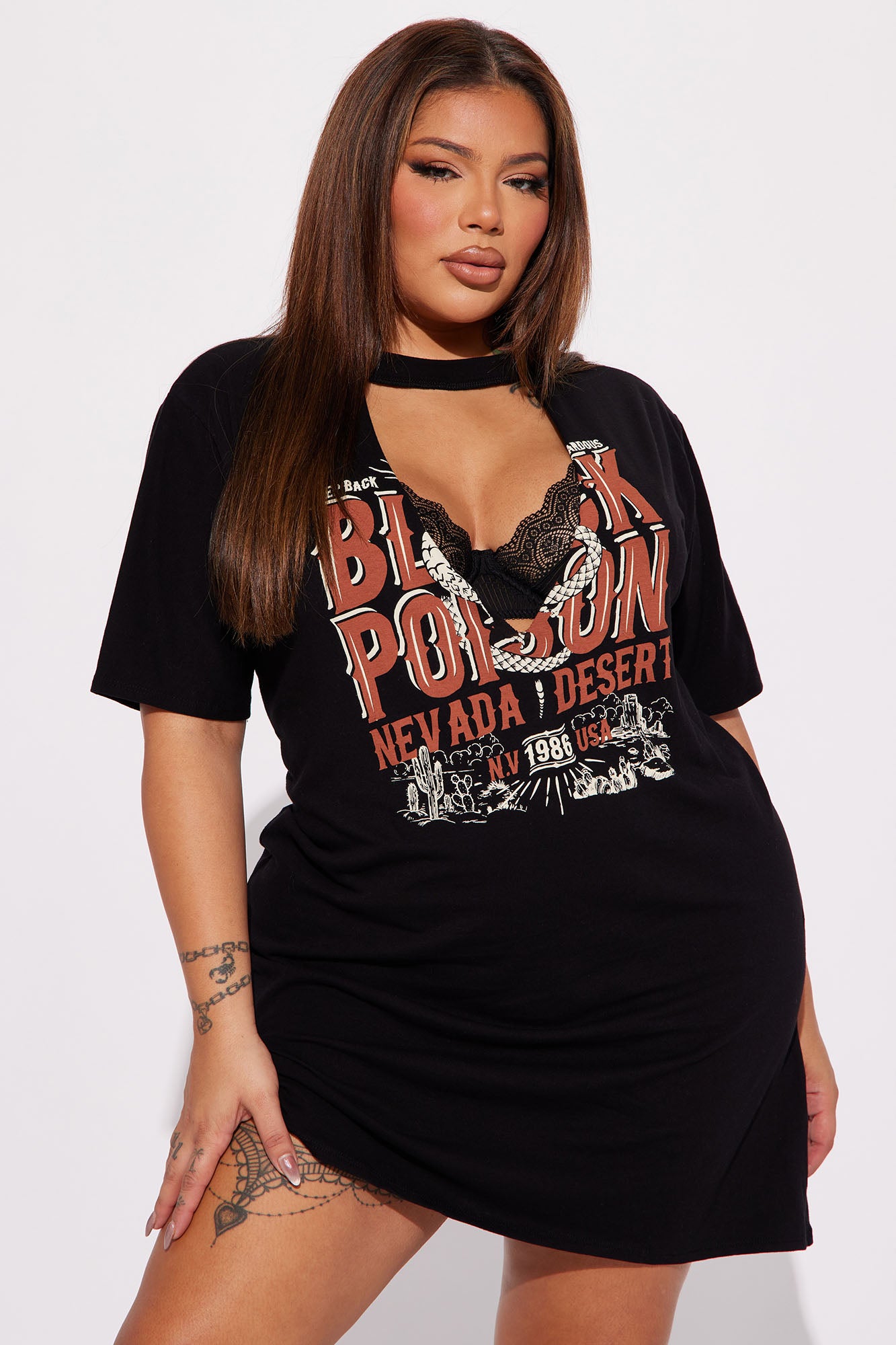 Black Poison T-Shirt Mini Dress - Black