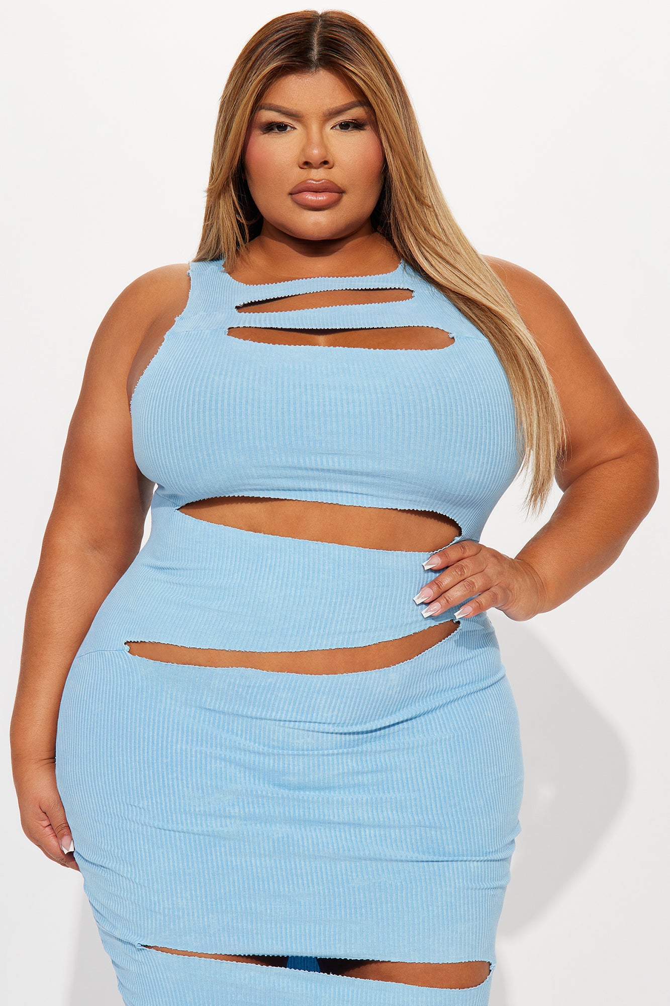 Ashlee Mineral Wash Maxi Dress - Light Blue