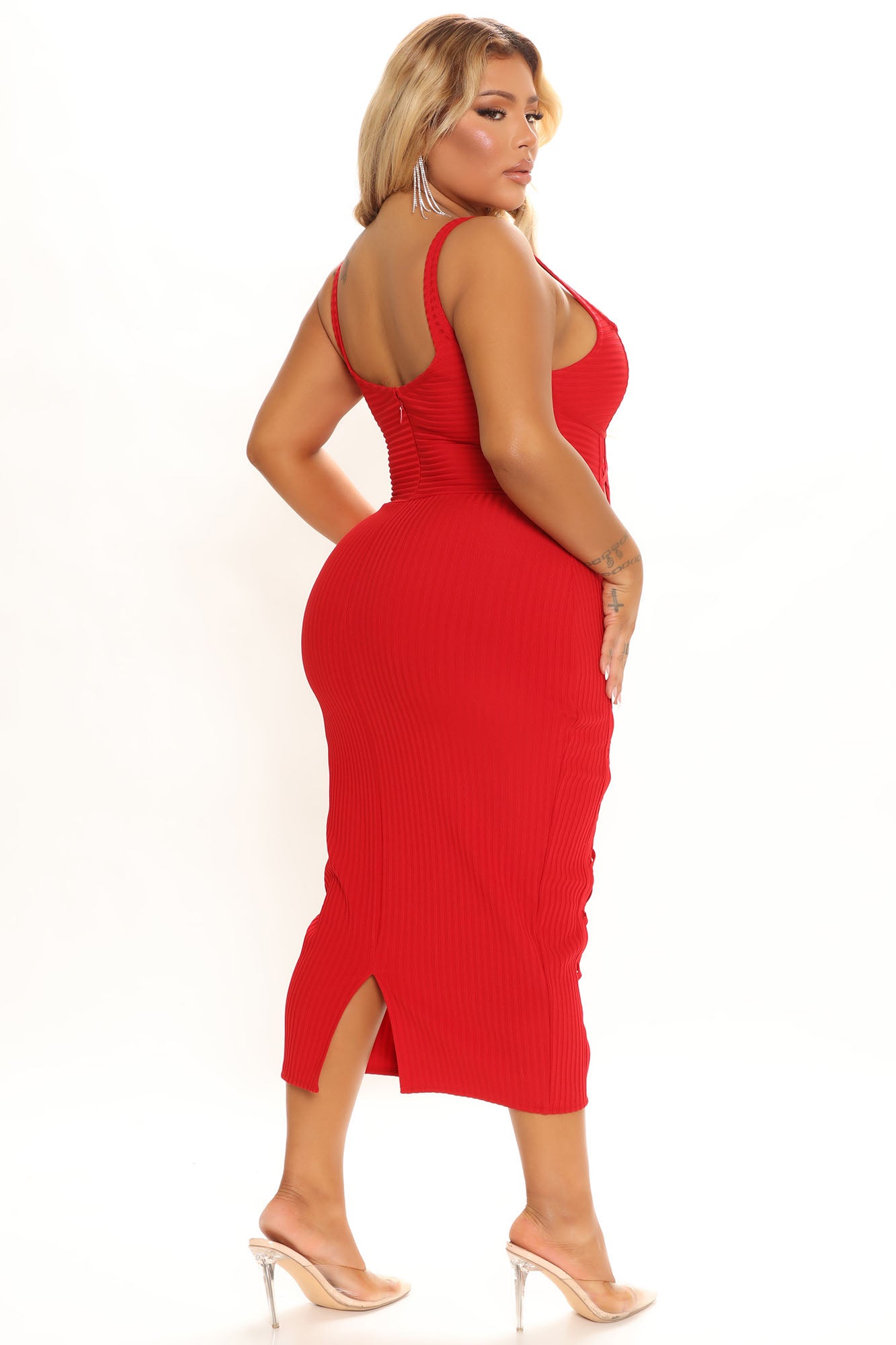 No Cuts Given Bandage Midi Dress - Red