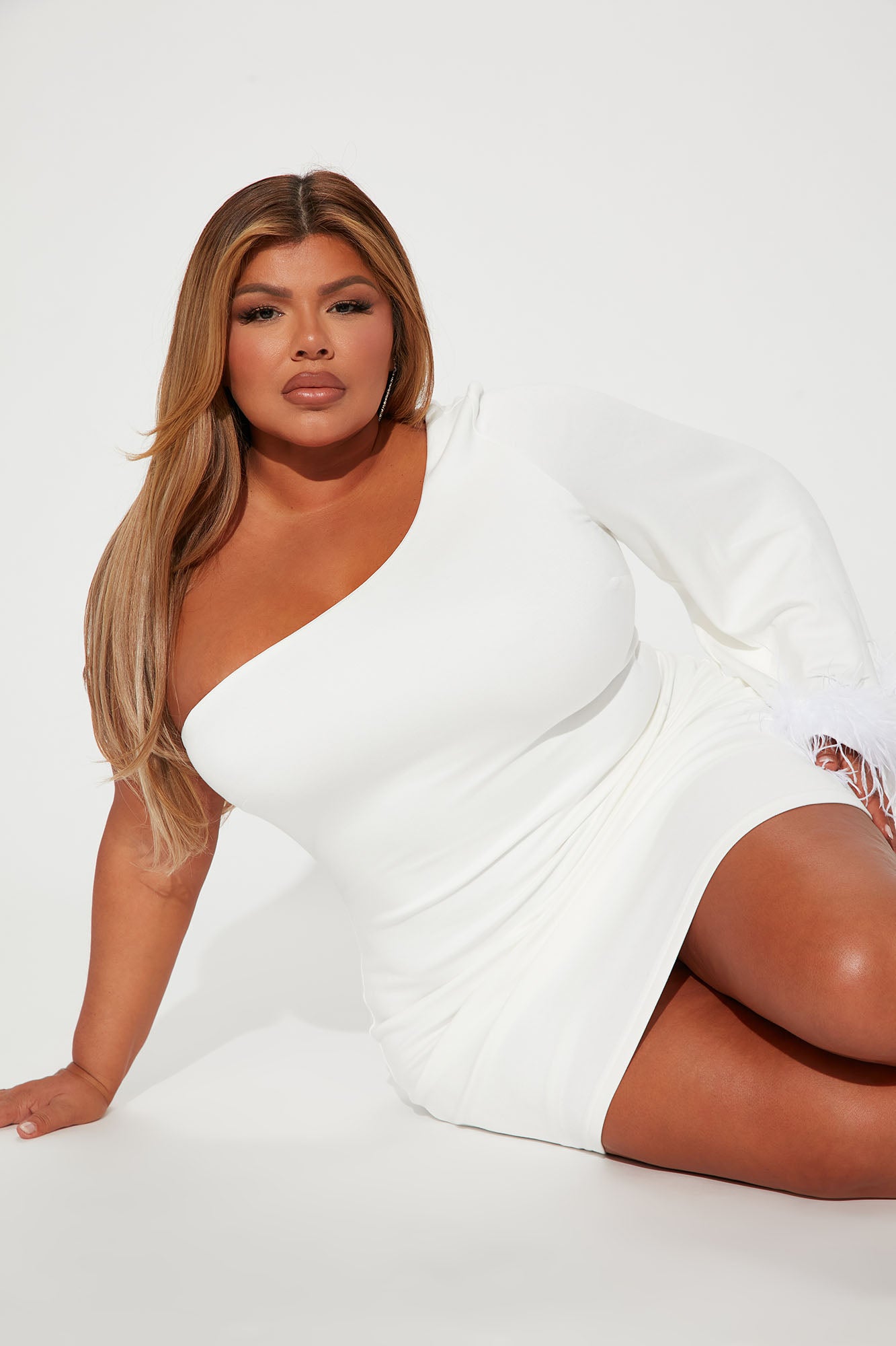 Pretty Details Feather Mini Dress - White