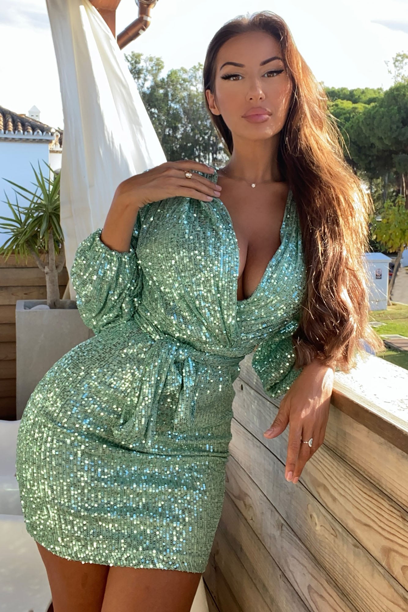 Seeing The Stars Sequin Mini Dress - Mint