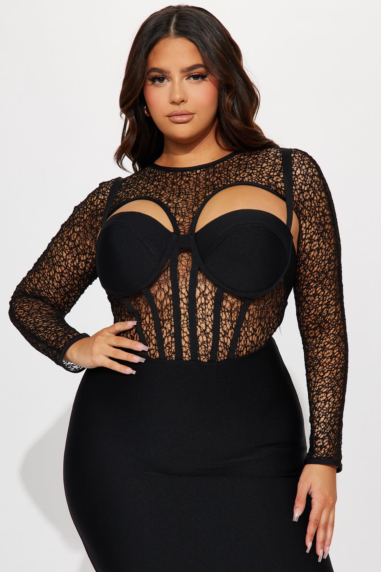 Jenna Bandage Midi Dress - Black